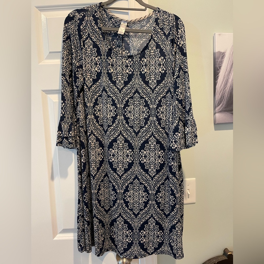 Navy Damask Dress by Honeyme